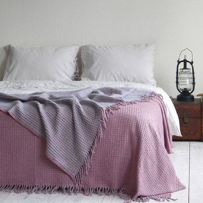 200293 Покривало муслінове 200х220 LaModno Cosy Sky Gray-Raspberry